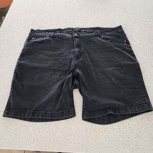 BloomChic Plus Size 26 Black Denim Faded Look Stretch Shorts